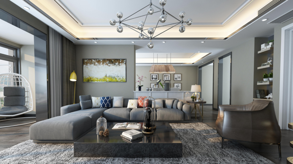 luxury neutral color modern living room